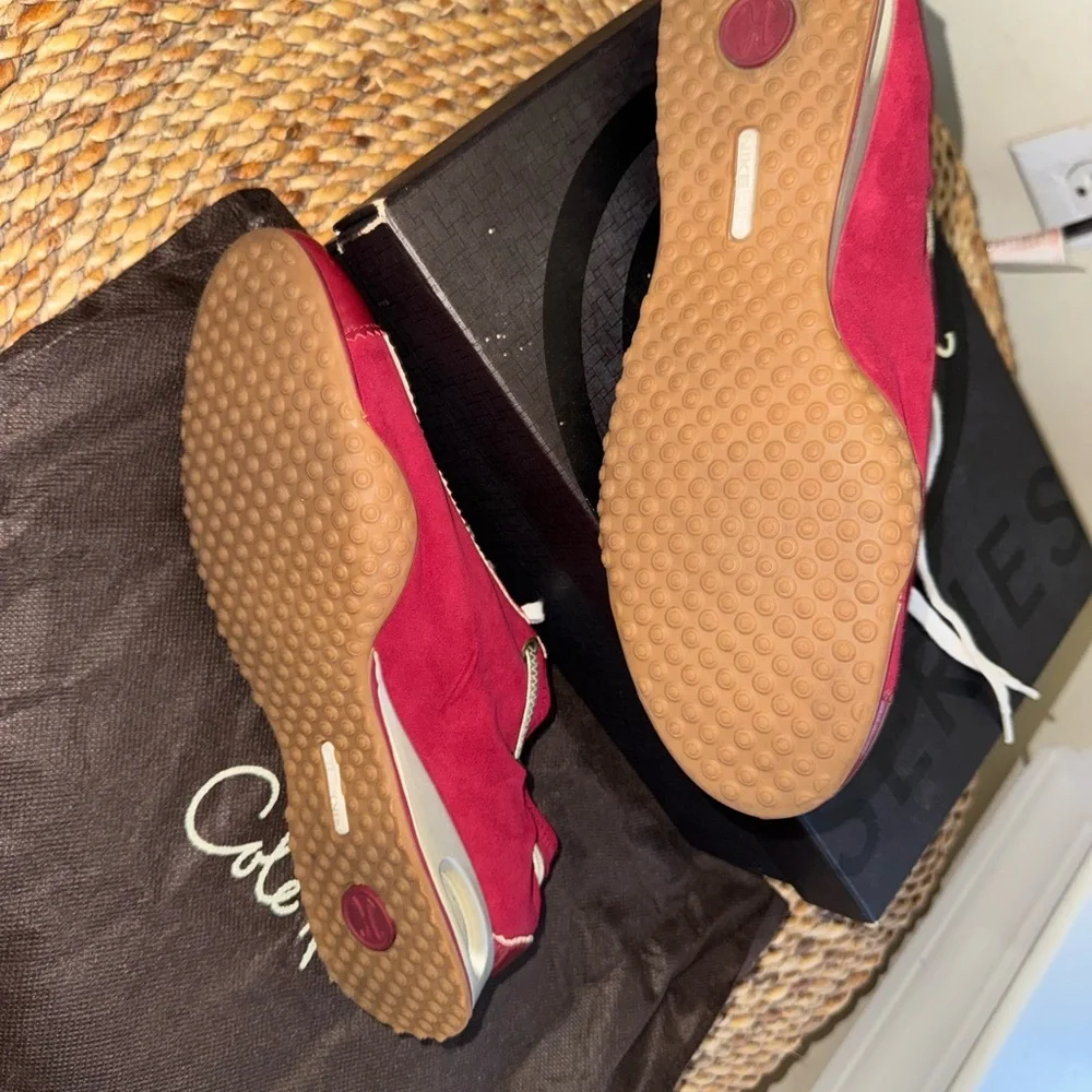 Cole Haan Bright Red Patent Lace-Up Sneakers - Picture 4 of 5